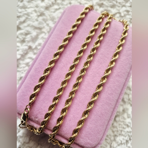 Vintage Heavy 14k Yellow Gold Rope Necklace / 29 Grams - Picture 3 of 9